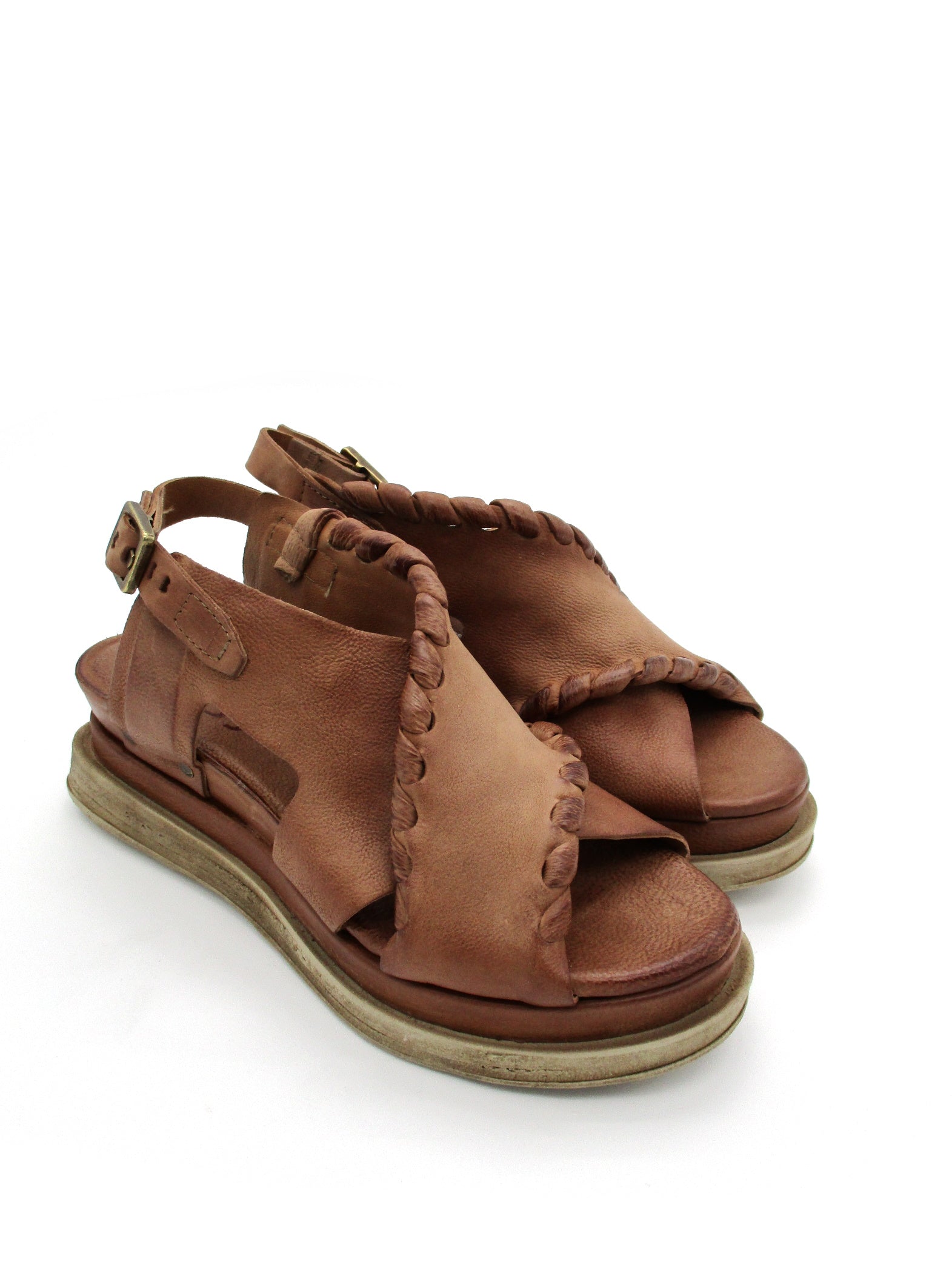 Sandalo in pelle zeppa donna AS98 Calvados - A15028 -