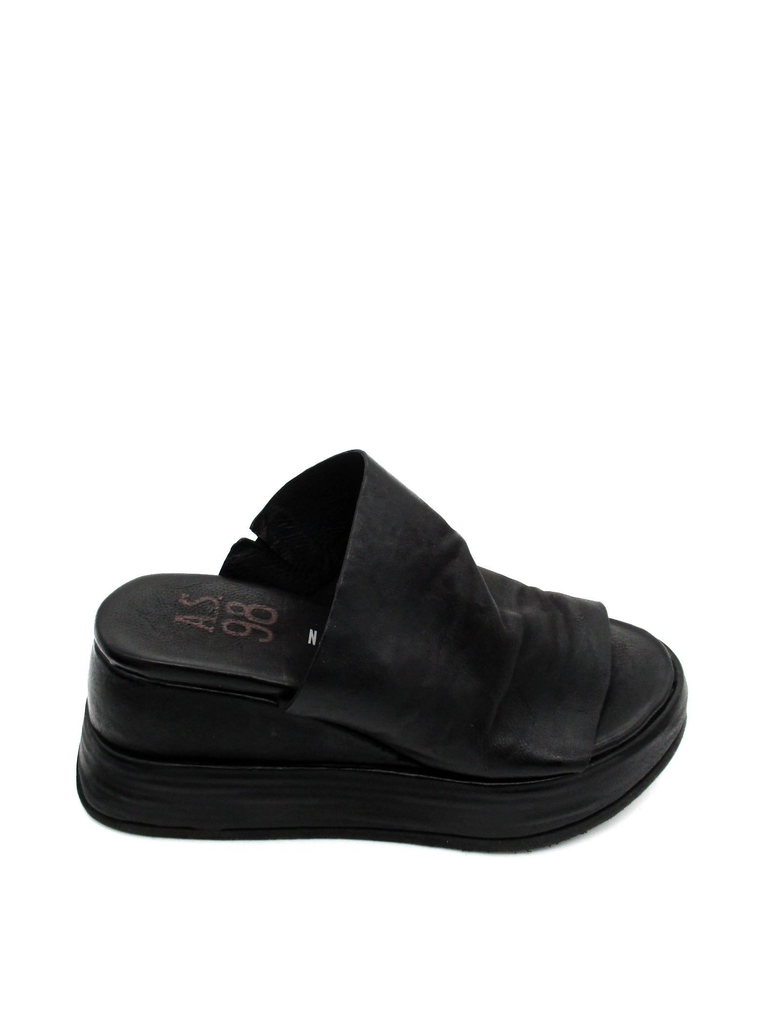 Ciabatta in pelle zeppa donna As98 Reale Black - B27003 -