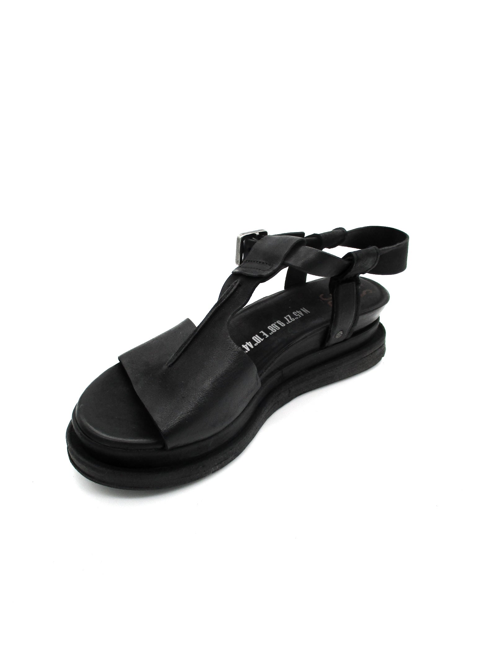 Sandalo in pelle zeppa donna As98 Lagos Nero - A15029 -