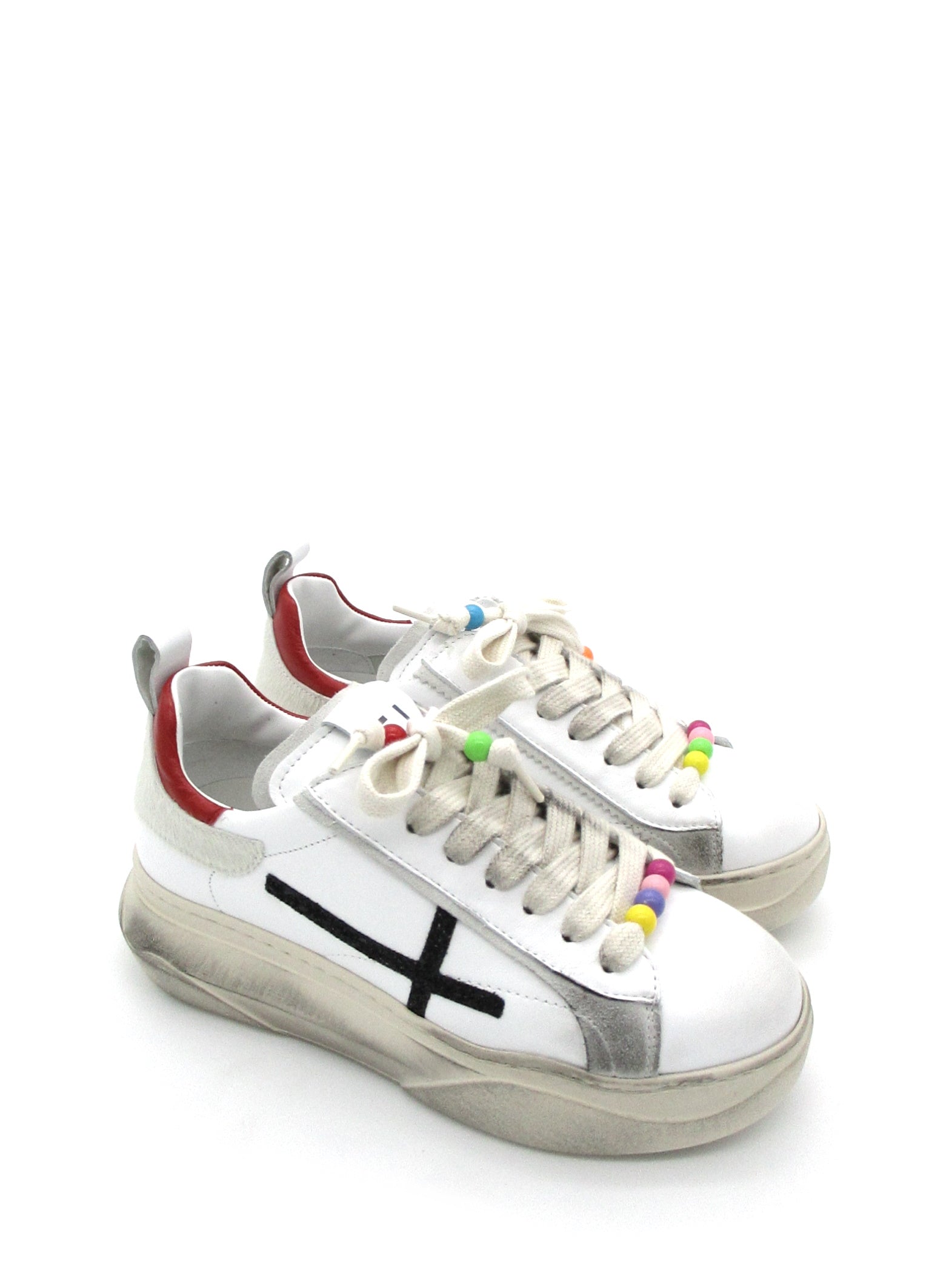 Sneaker pelle donna GIO+ Giada combi 61 F Bianca Rossa