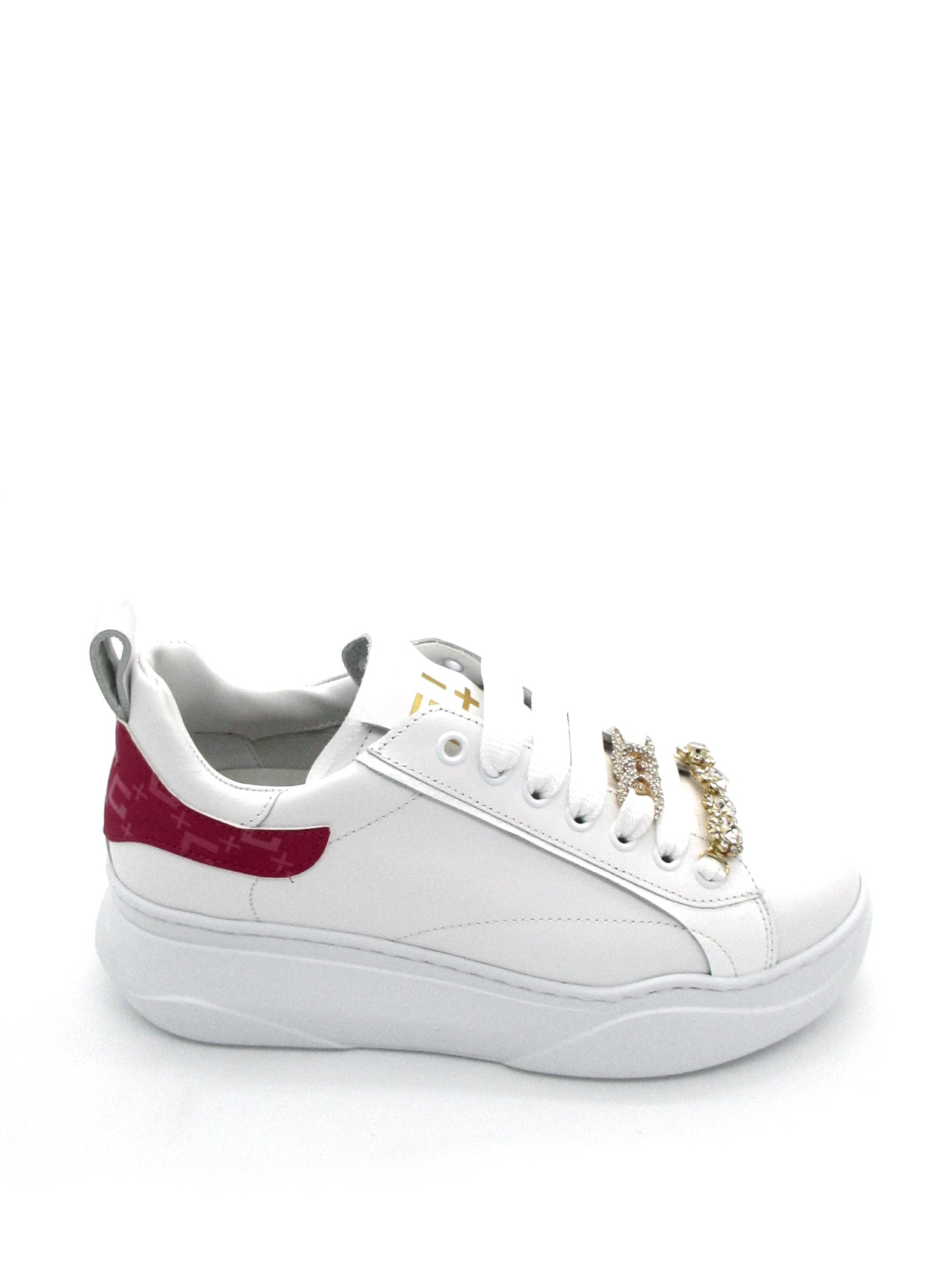 Sneaker pelle donna GIO+ Giada combi Monogramma Bianca Fuxia