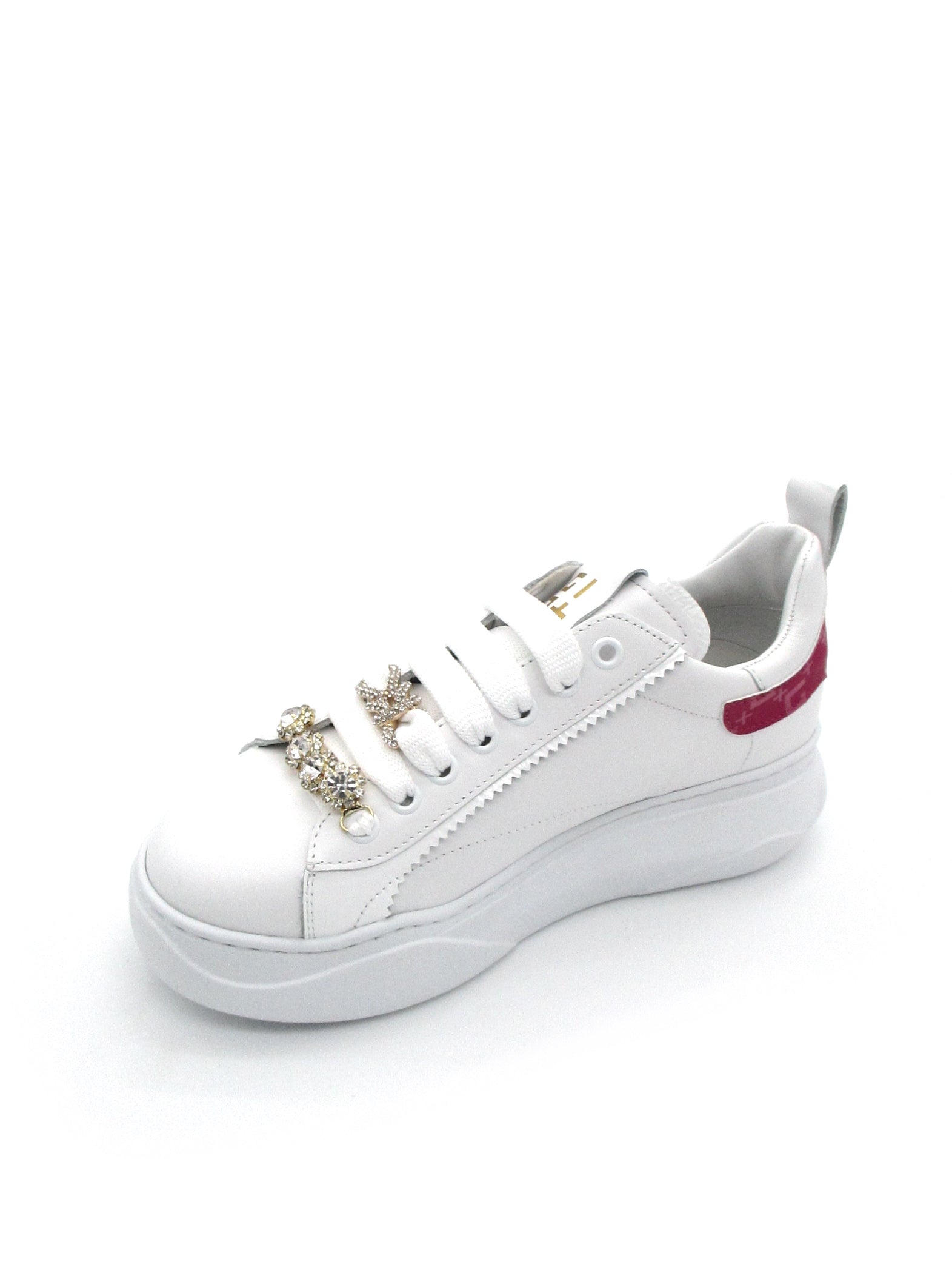 Sneaker pelle donna GIO+ Giada combi Monogramma Bianca Fuxia