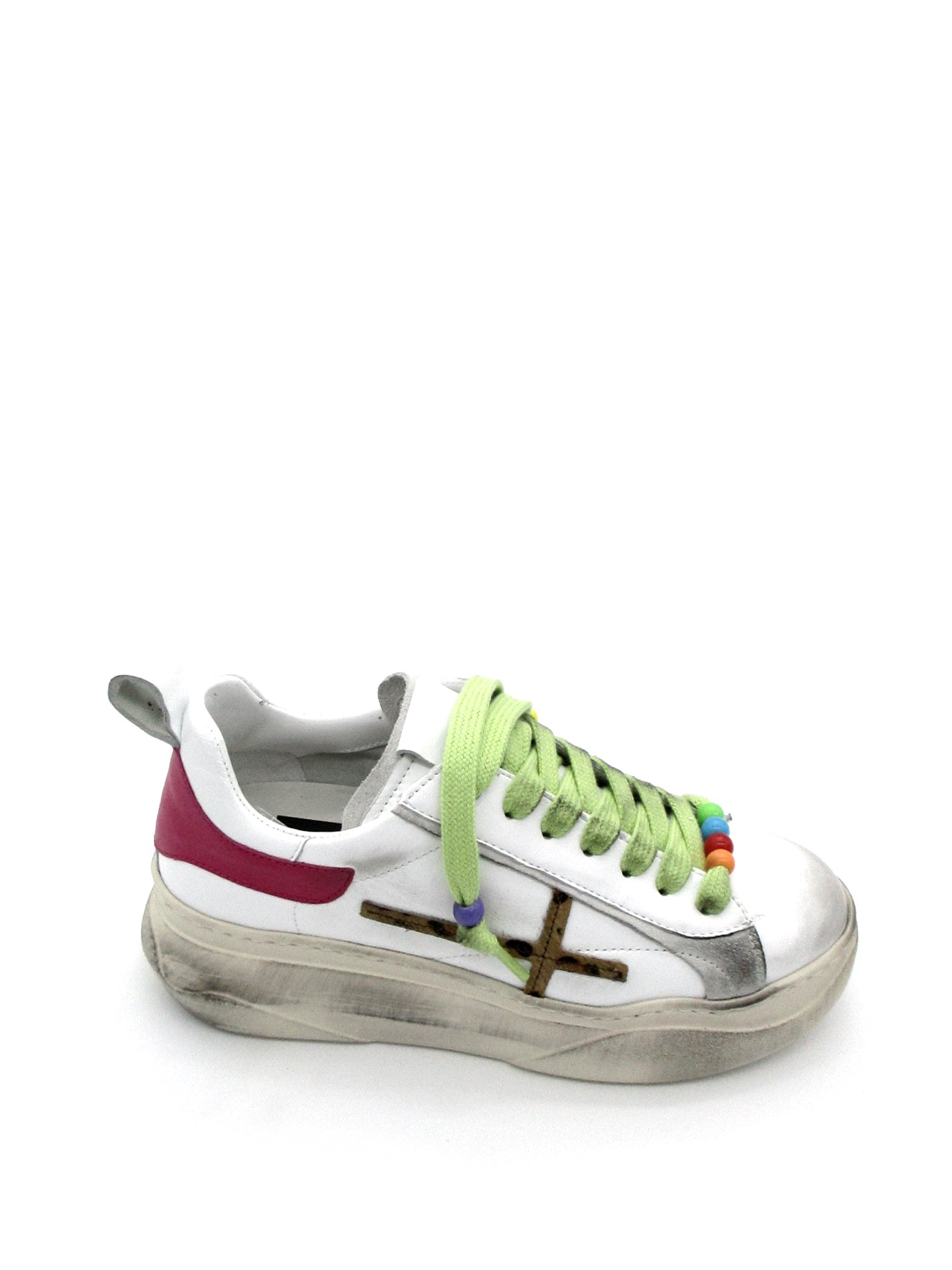 Sneaker pelle donna GIO+ Giada 61 M combi Bianca Fuxia