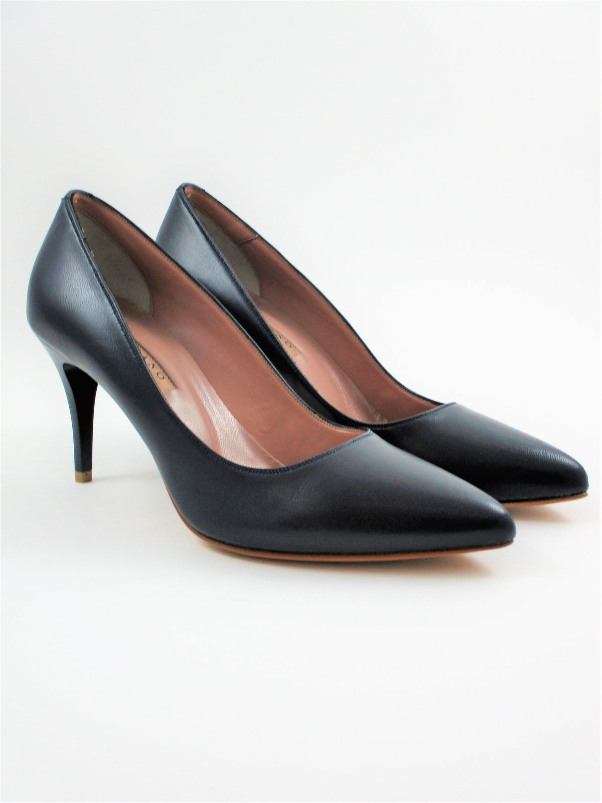 Escarpins Femme Albano En Satin Noir Et Bleu, Taille 38, Talon Très Haut - Occasion
