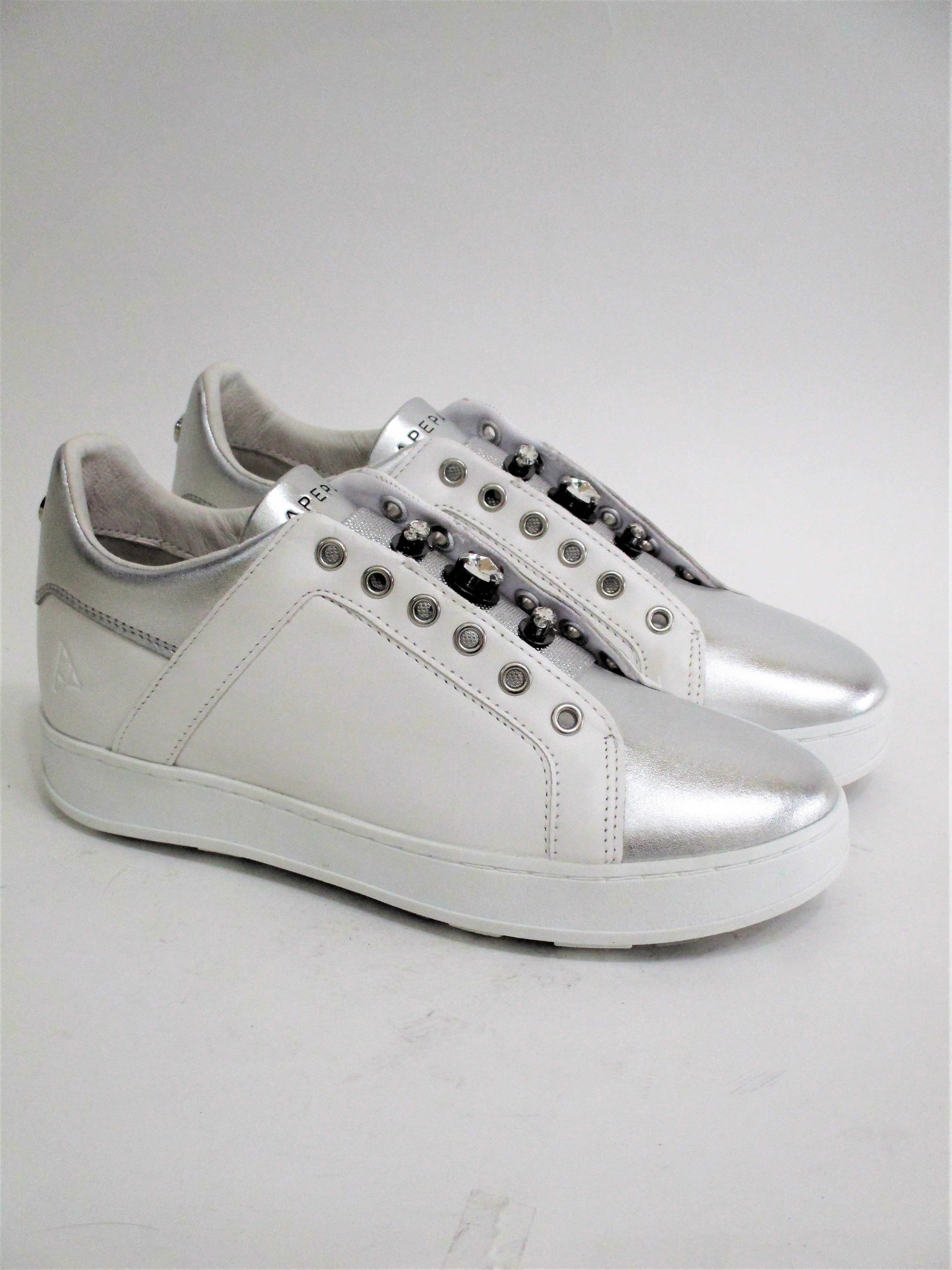 SNEAKER PELLE DONNA APEPAZZA SMW13 BIANCO/ARGENTO
