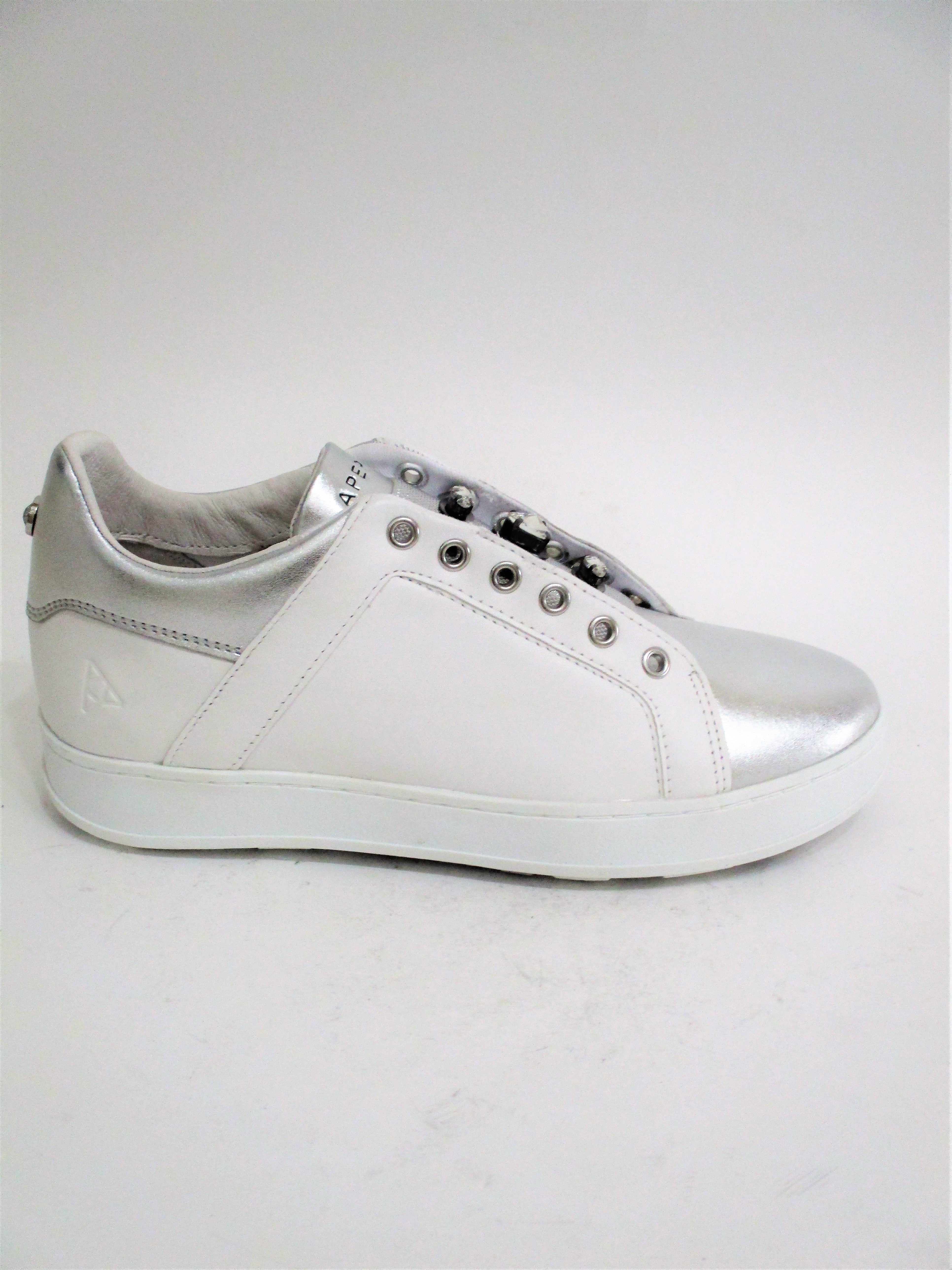 SNEAKER PELLE DONNA APEPAZZA SMW13 BIANCO/ARGENTO