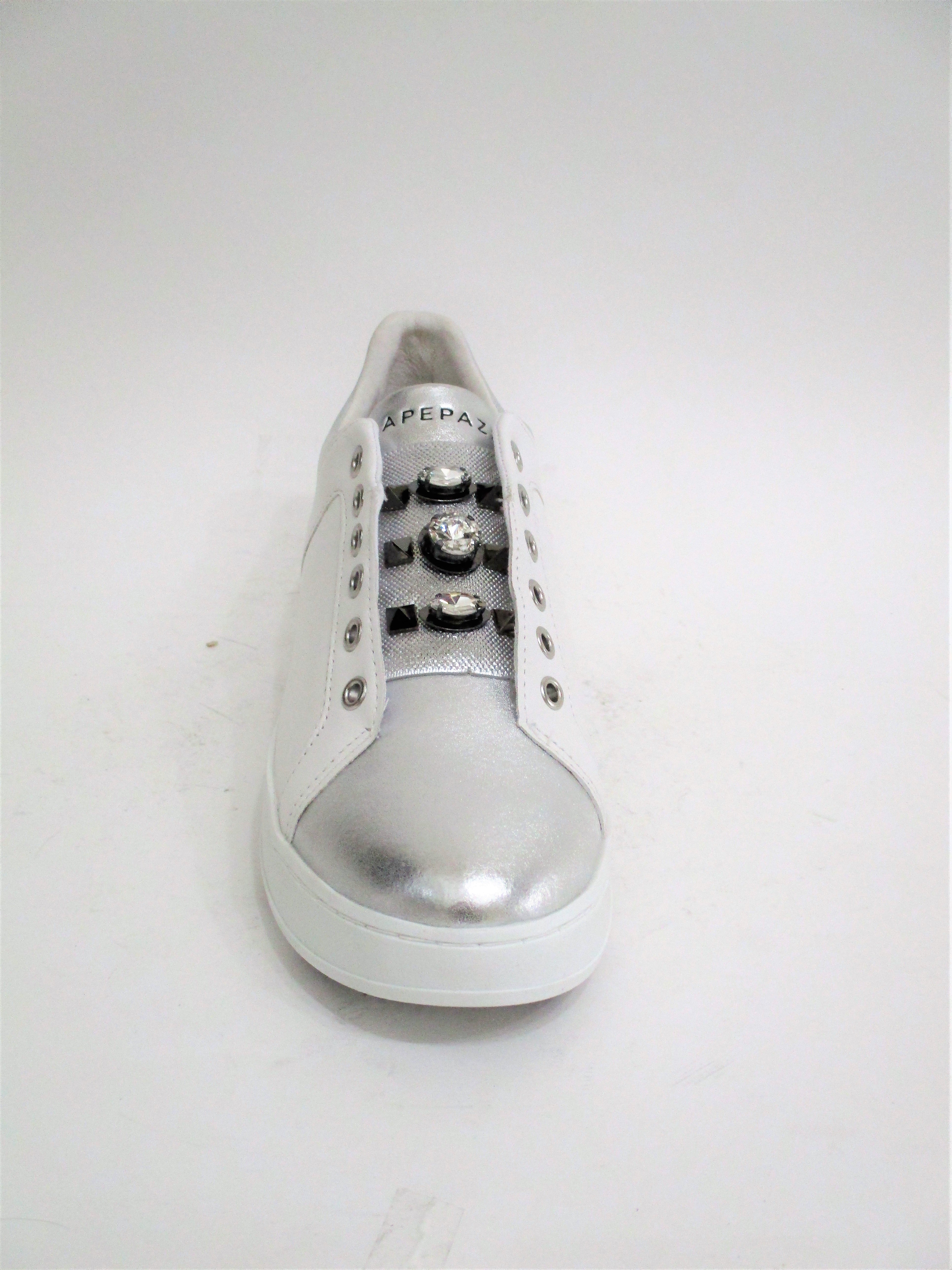SNEAKER PELLE DONNA APEPAZZA SMW13 BIANCO/ARGENTO