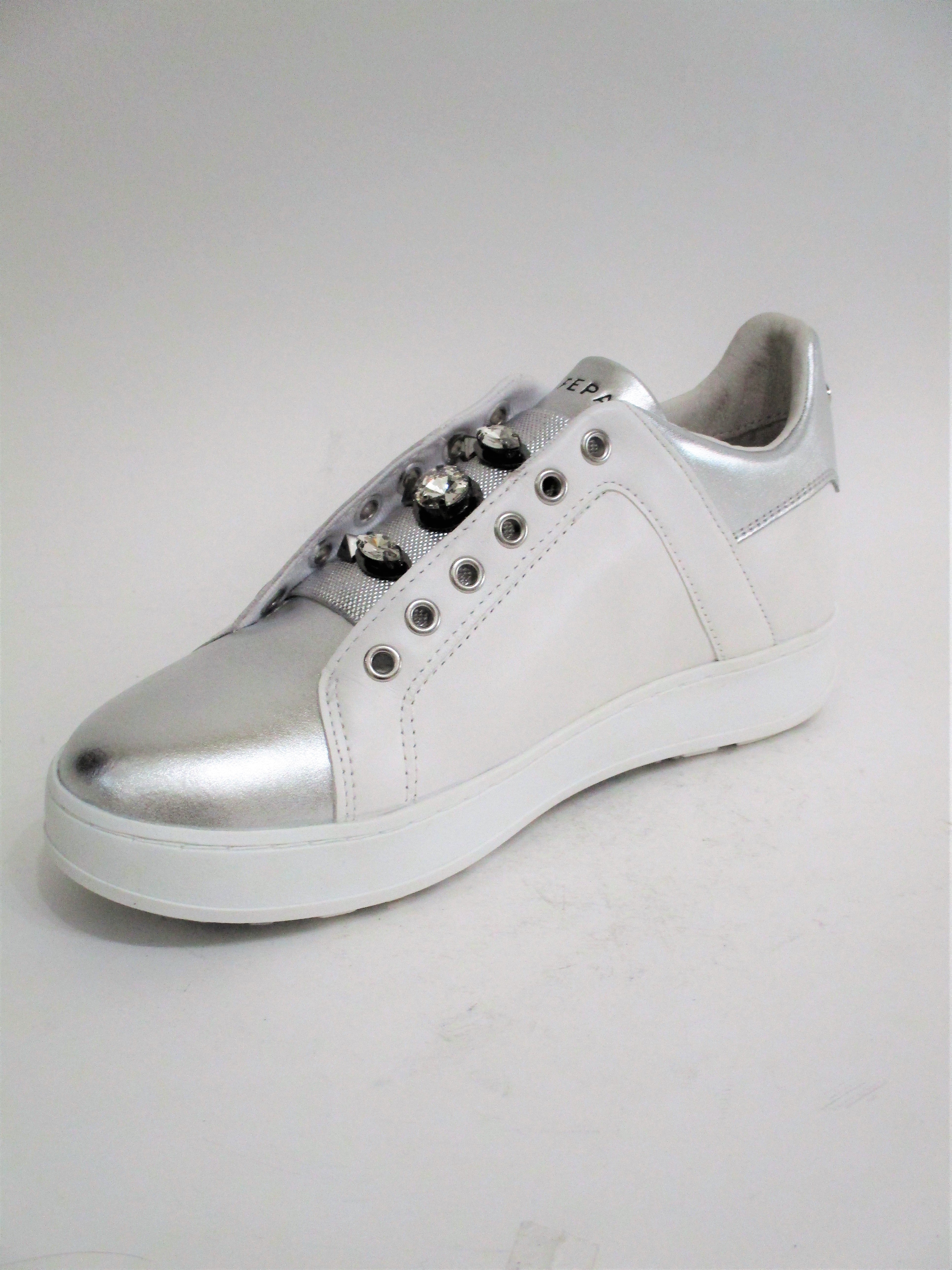 SNEAKER PELLE DONNA APEPAZZA SMW13 BIANCO/ARGENTO