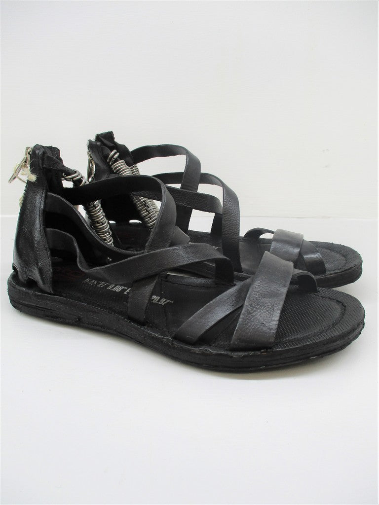 SANDALO PELLE DONNA AS98 A16002 NERO