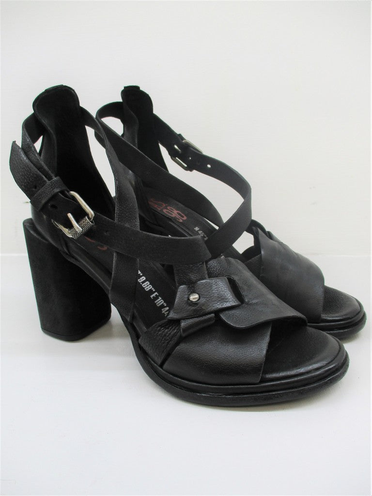SANDALO PELLE DONNA AS98 A03004 NERO