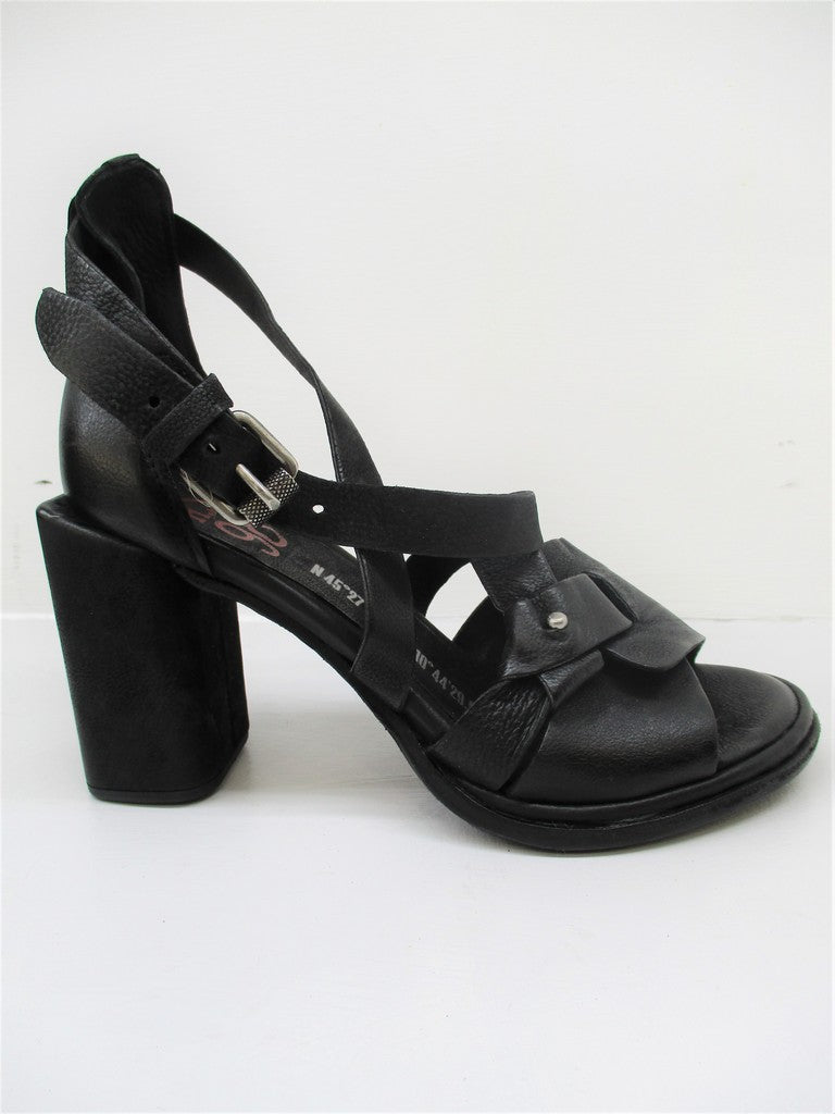 SANDALO PELLE DONNA AS98 A03004 NERO