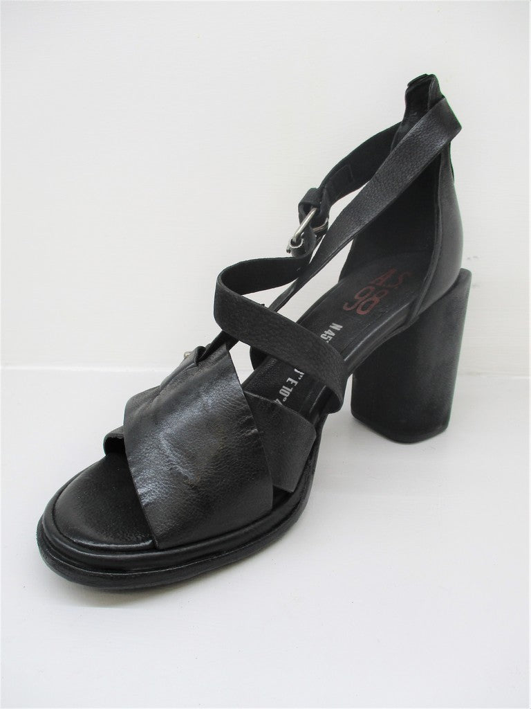 SANDALO PELLE DONNA AS98 A03004 NERO