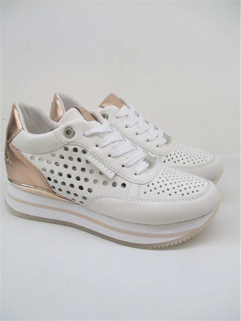 SNEAKER PELLE DONNA APEPAZZA ROELE BIANCO/RAME