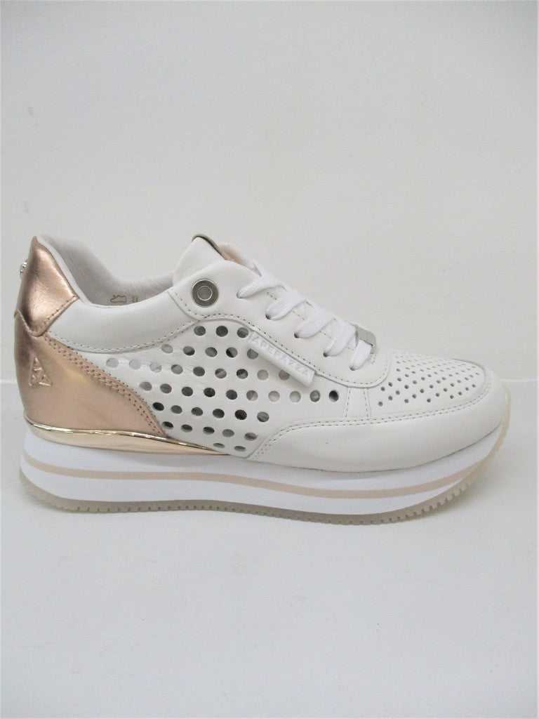 SNEAKER PELLE DONNA APEPAZZA ROELE BIANCO/RAME
