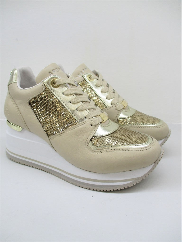 SNEAKER PELLE DONNA APEPAZZA HOPE PLATINO