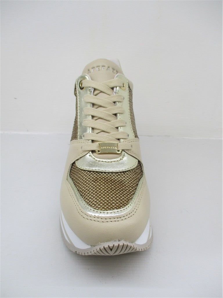 SNEAKER PELLE DONNA APEPAZZA HOPE PLATINO