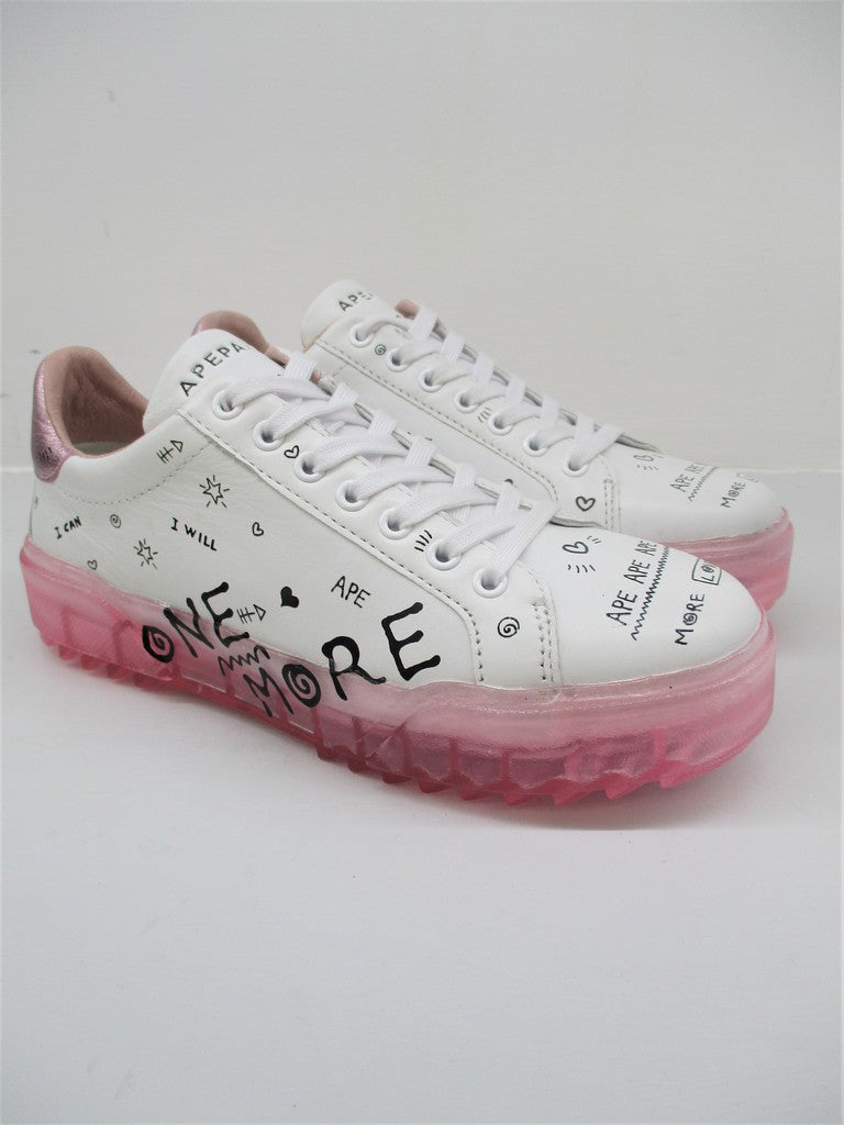 SNEAKER PELLE DONNA APEPAZZA HALMA BIANCO/ROSA