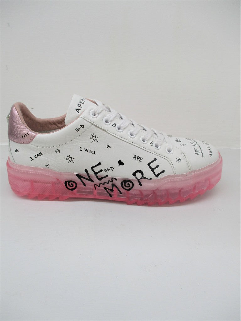 SNEAKER PELLE DONNA APEPAZZA HALMA BIANCO/ROSA