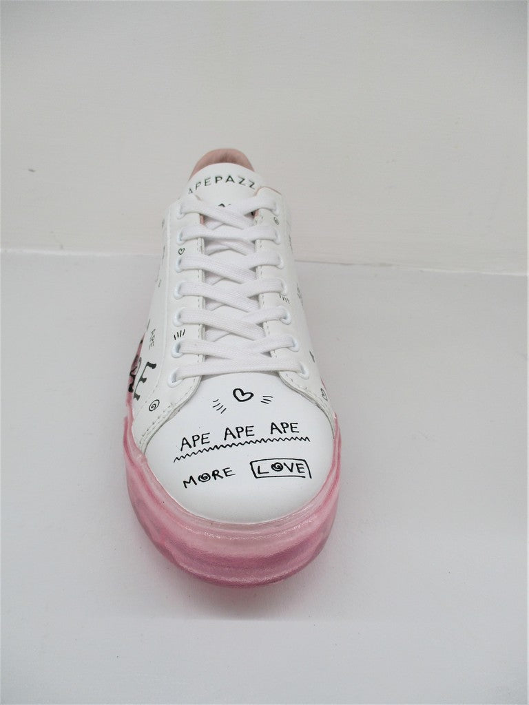 SNEAKER PELLE DONNA APEPAZZA HALMA BIANCO/ROSA