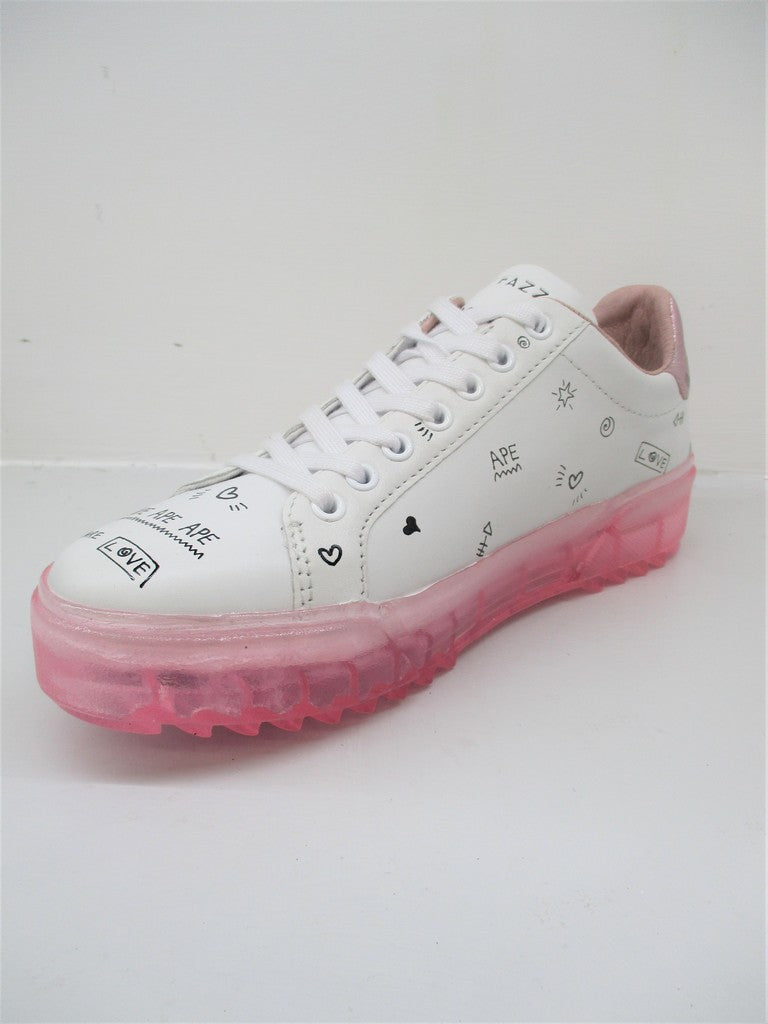 SNEAKER PELLE DONNA APEPAZZA HALMA BIANCO/ROSA
