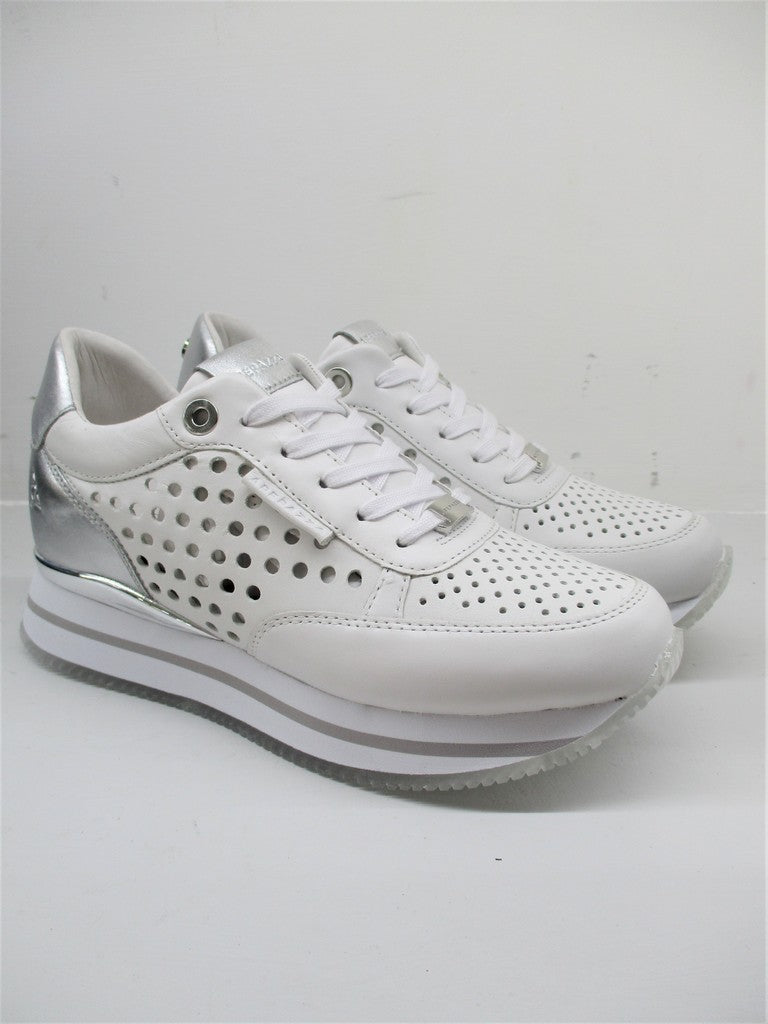 SNEAKER PELLE DONNA APEPAZZA ROELE BIANCO/ARGENTO
