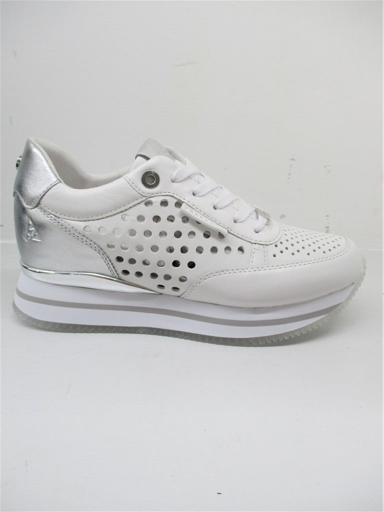 SNEAKER PELLE DONNA APEPAZZA ROELE BIANCO/ARGENTO