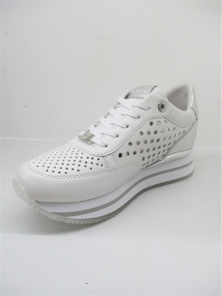 SNEAKER PELLE DONNA APEPAZZA ROELE BIANCO/ARGENTO