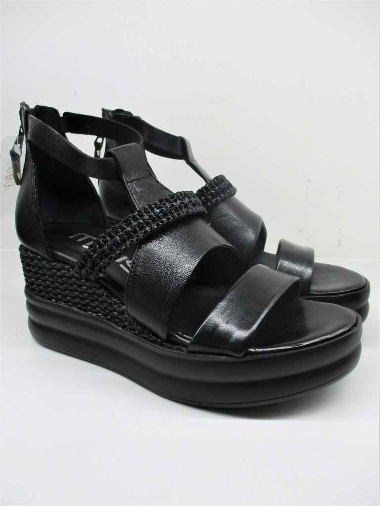 Sandalo Zeppa Pelle Donna MJUS M18012 Nero