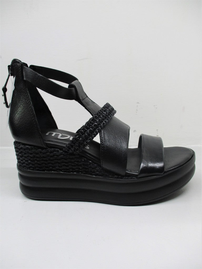 Sandalo Zeppa Pelle Donna MJUS M18012 Nero