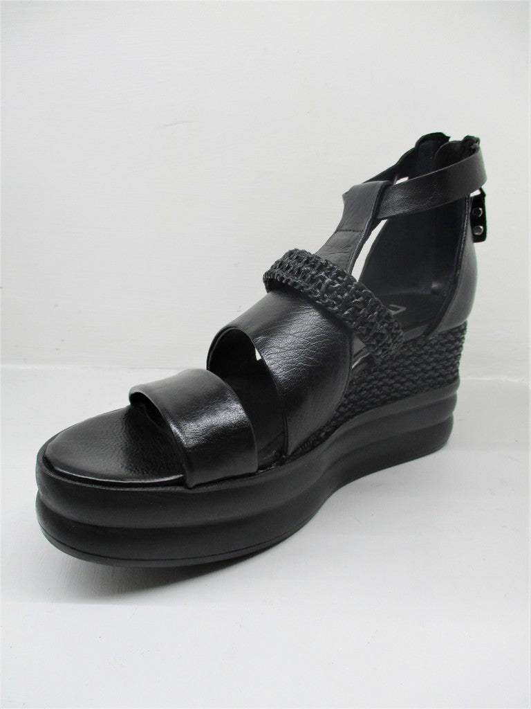 Sandalo Zeppa Pelle Donna MJUS M18012 Nero