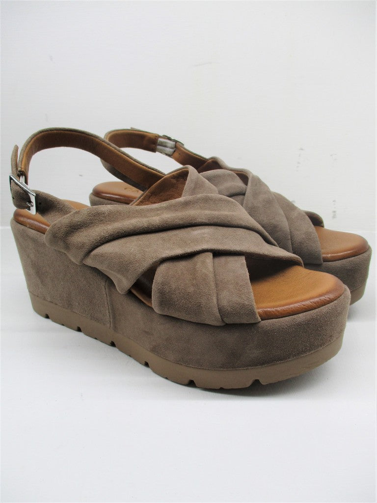 Sandalo Zeppa Camoscio CAFèNOIR HF531 Taupe