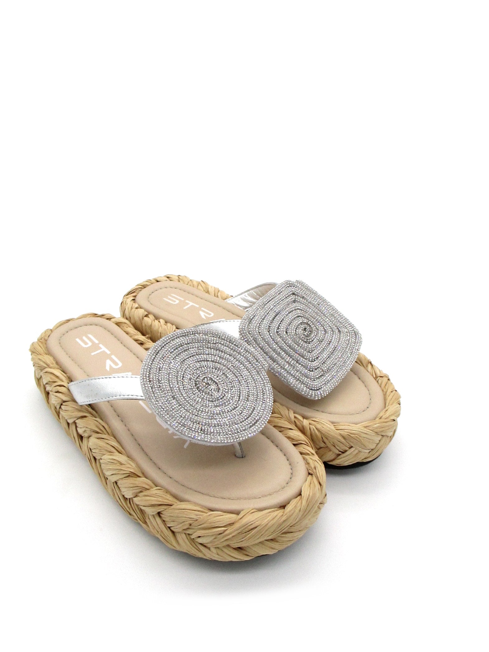 Ciabatta donna raffia Strategia Silver - S54 -