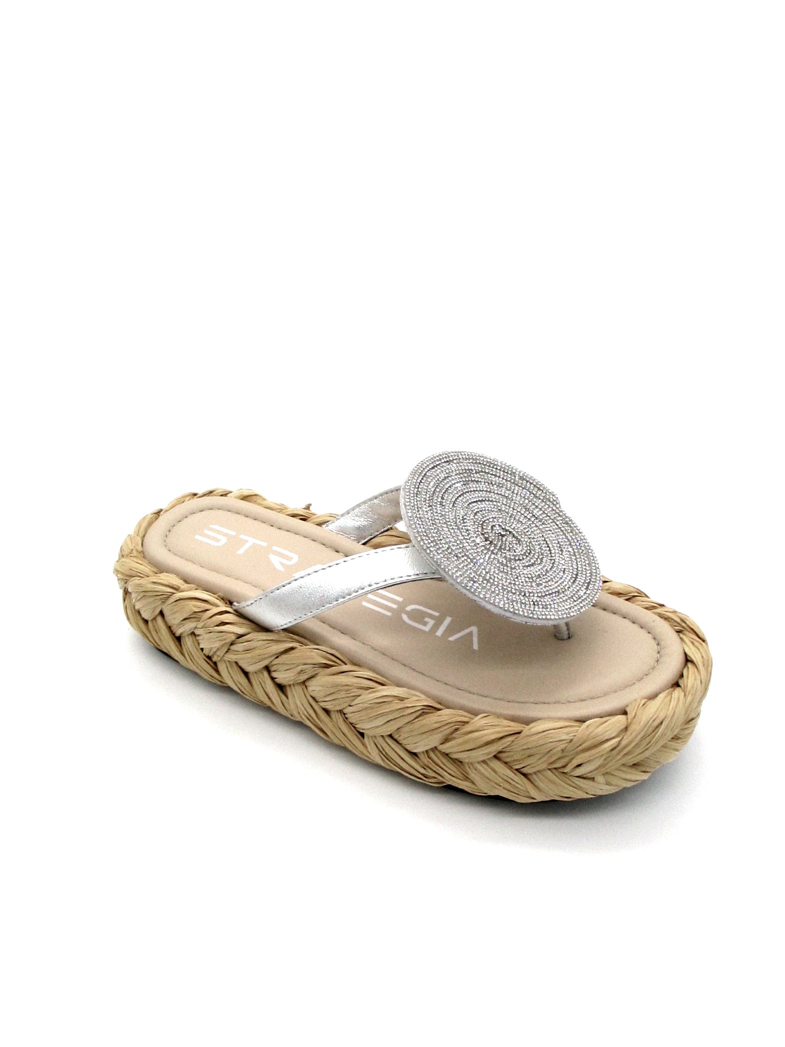 Ciabatta donna raffia Strategia Silver - S54 -
