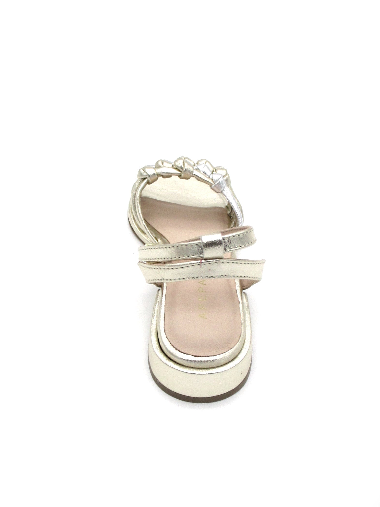 Sandalo basso pelle donna Apepazza Fioralba Platinum intreccio