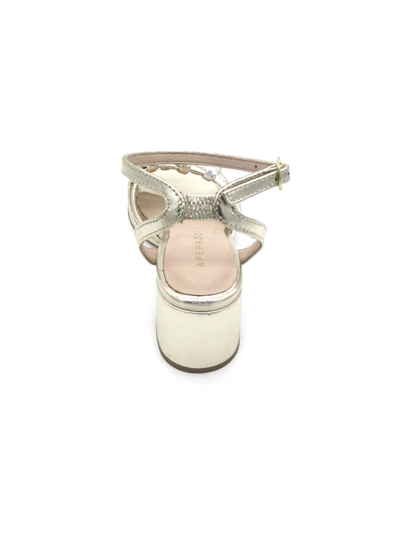 Sandalo tacco pelle donna Apepazza Flora Platinum intreccio