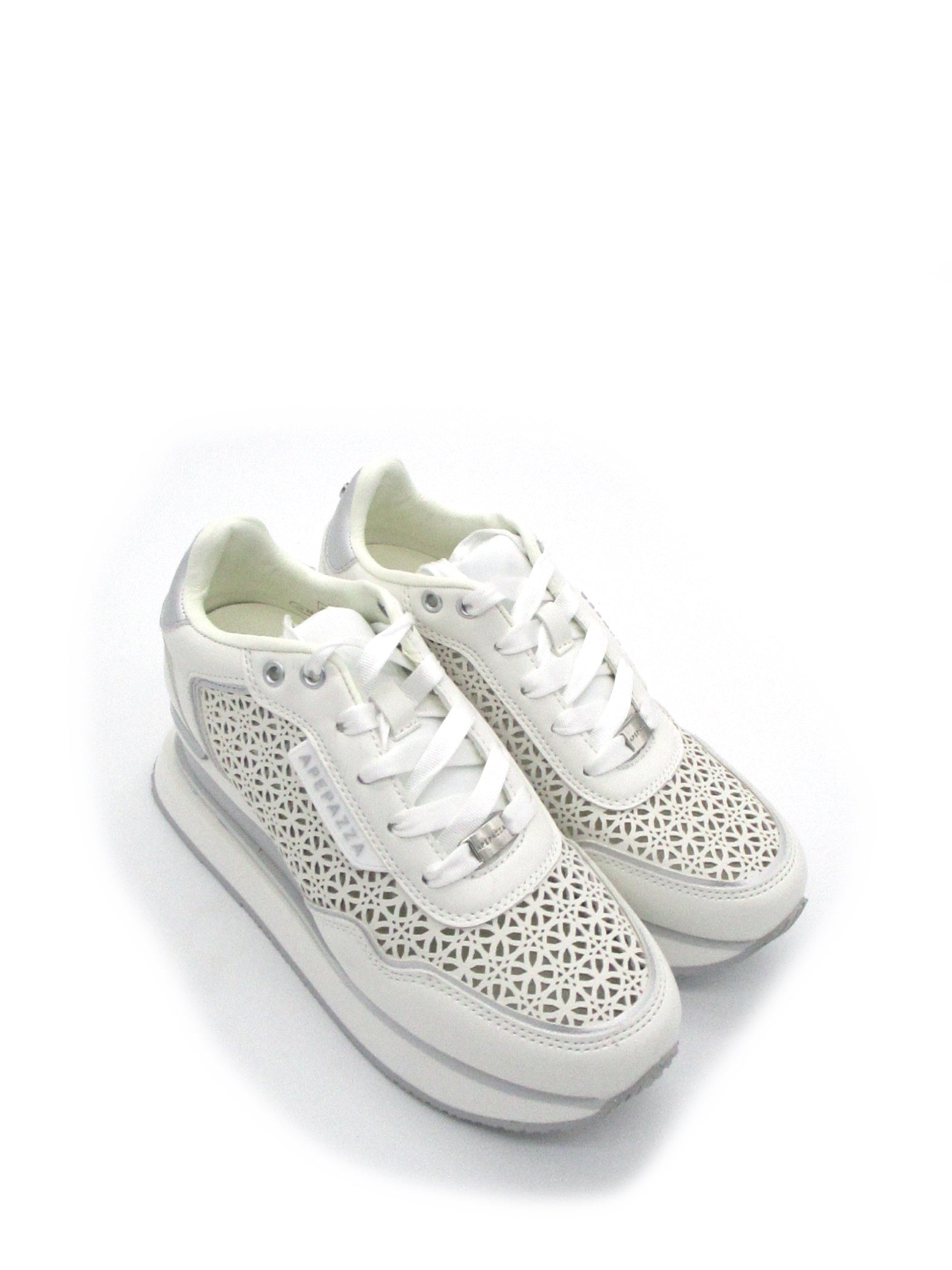 Sneaker donna running pelle traforata Apepazza Marghe White