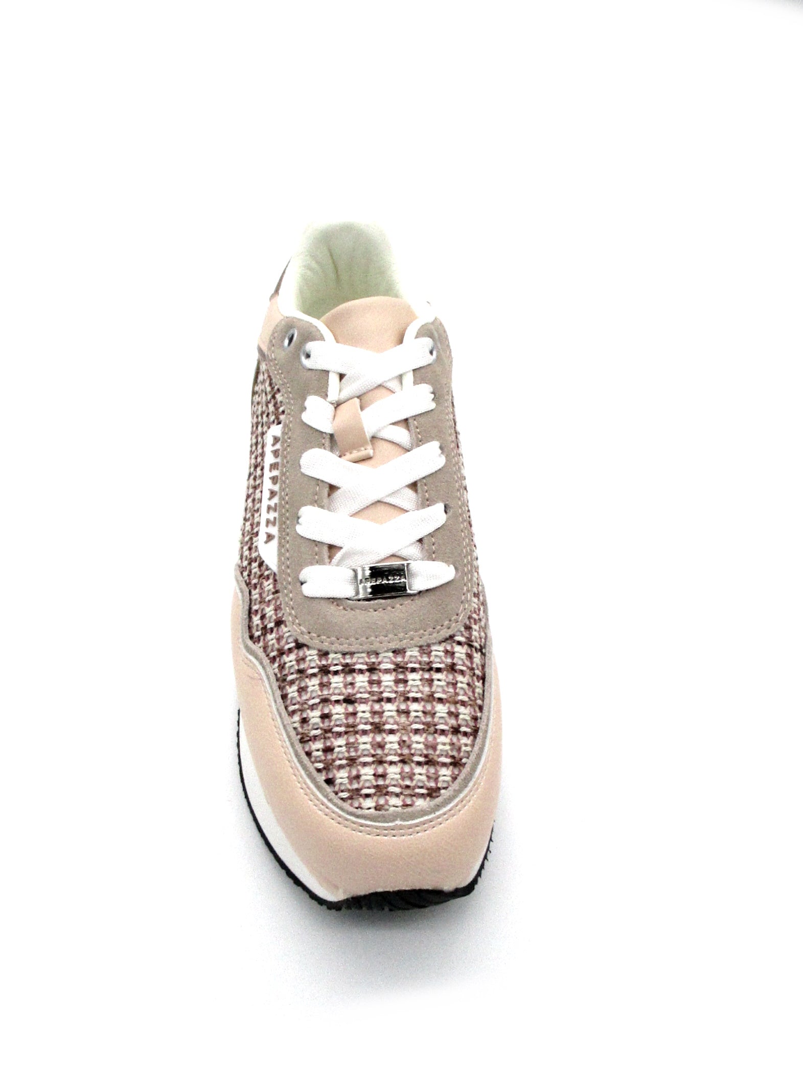 Sneaker donna running Apepazza Marghe Nude e tessuto intrecciato