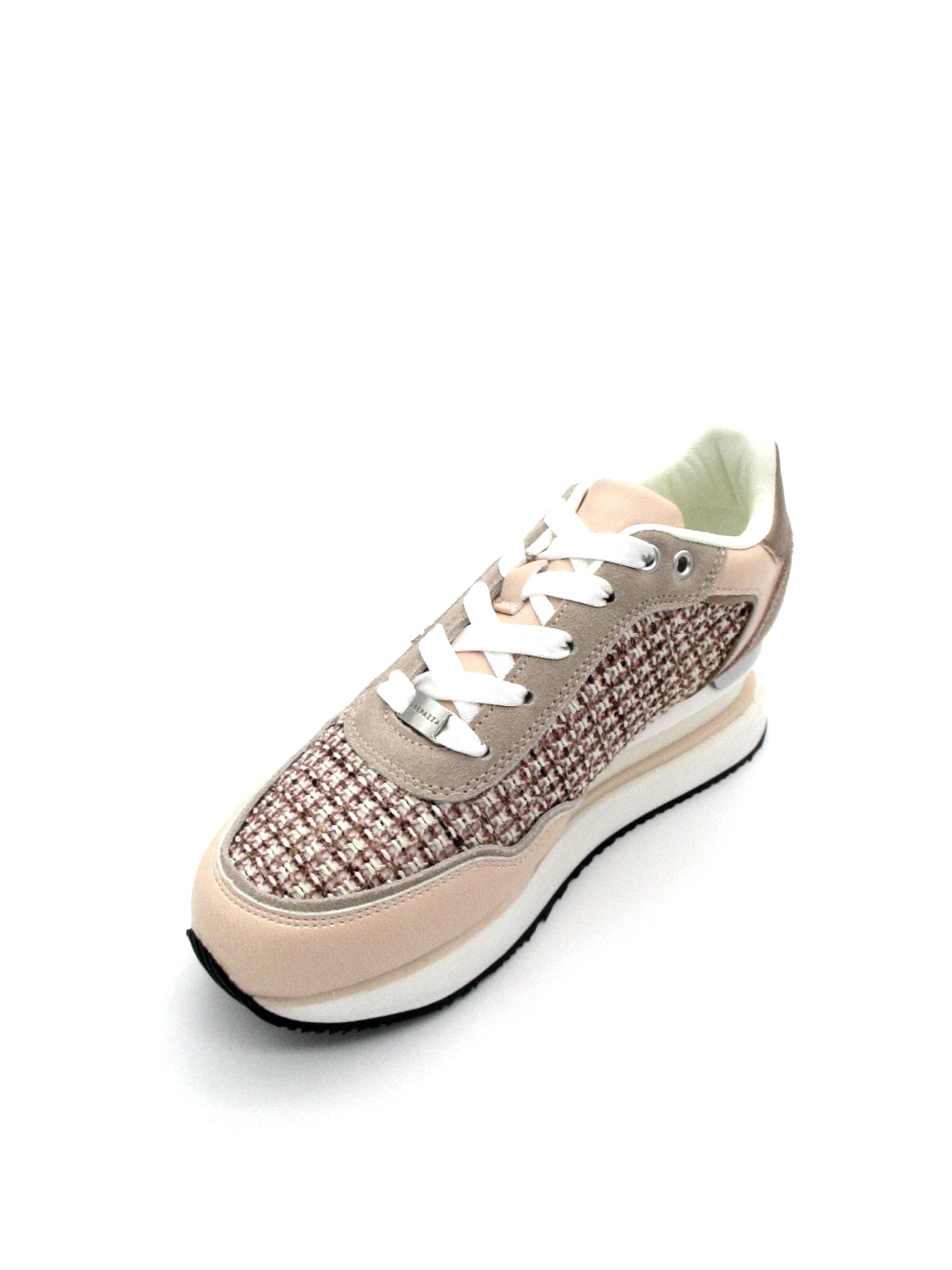 Sneaker donna running Apepazza Marghe Nude e tessuto intrecciato