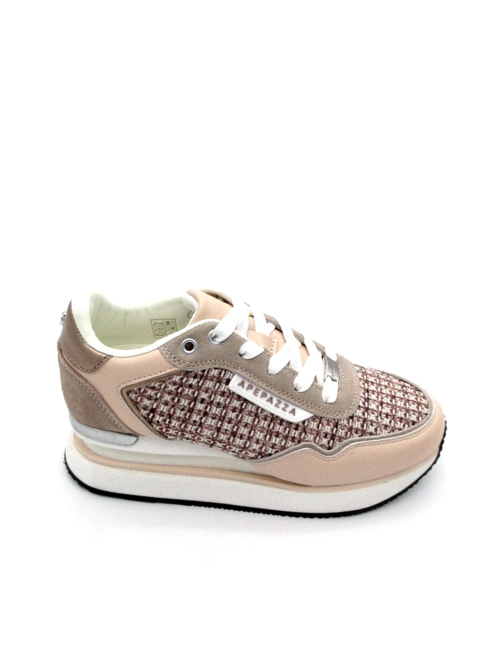 Sneaker donna running Apepazza Marghe Nude e tessuto intrecciato