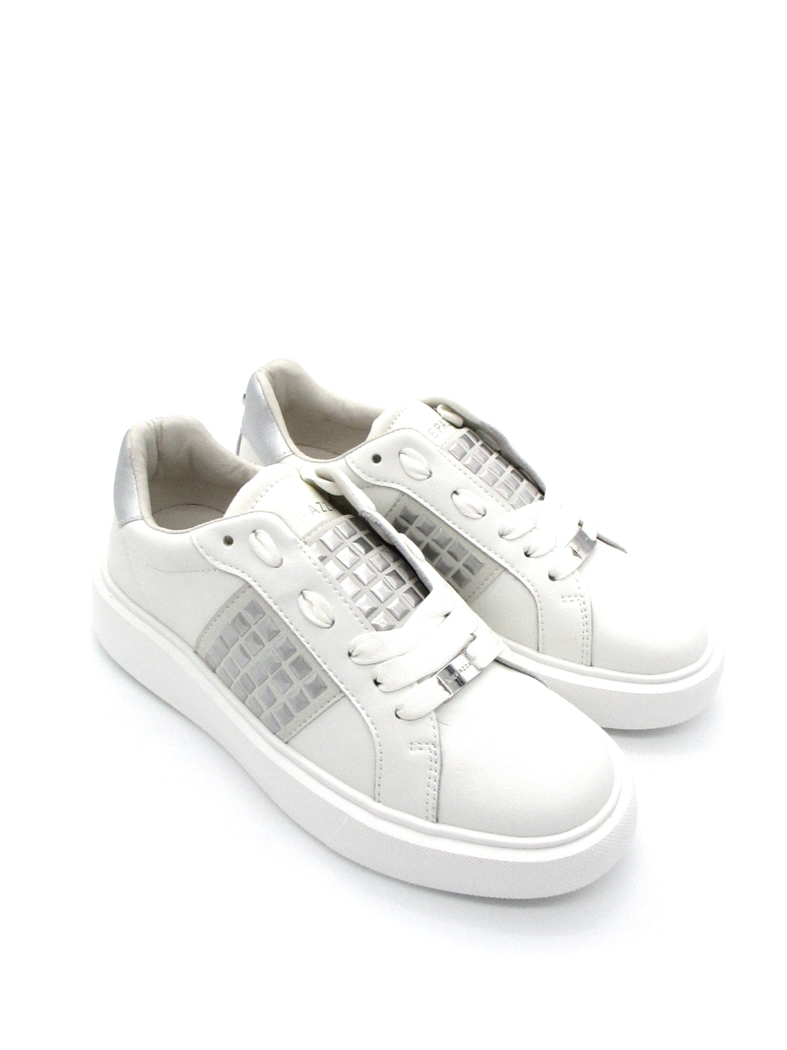 Sneaker donna slip-on Apepazza Primula White con borchie in metallo