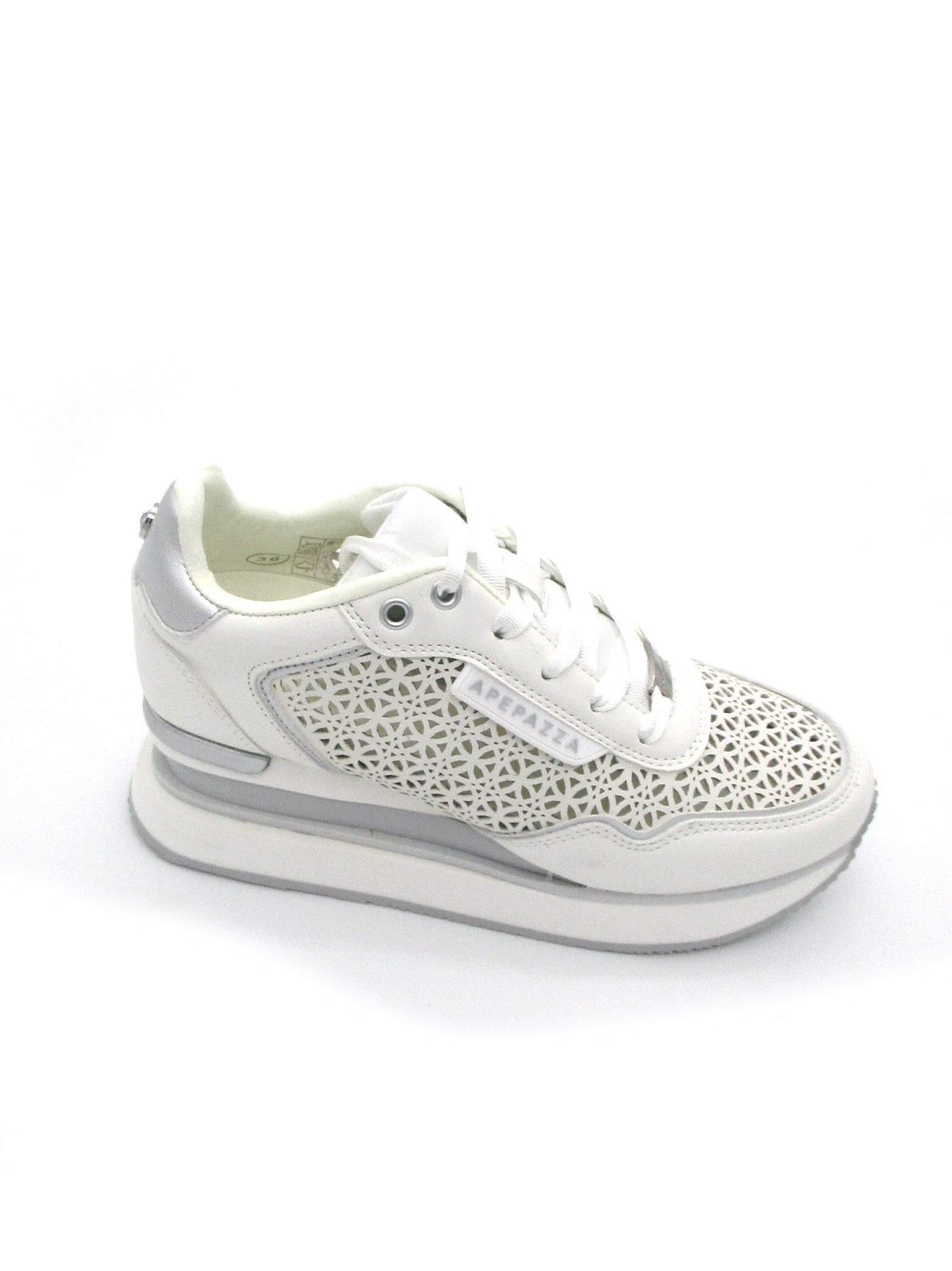 Sneaker donna running pelle traforata Apepazza Marghe White