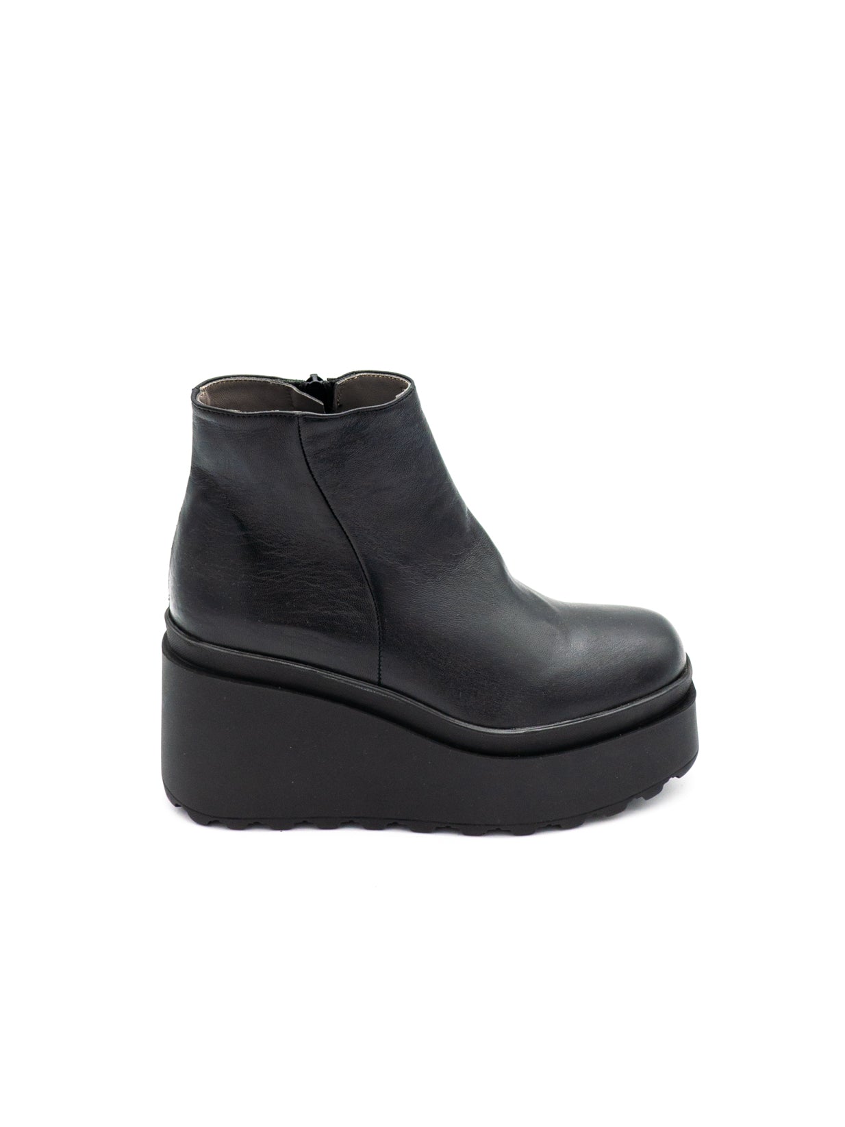 Stivaletto pelle donna con zeppa Valery F11 Nero