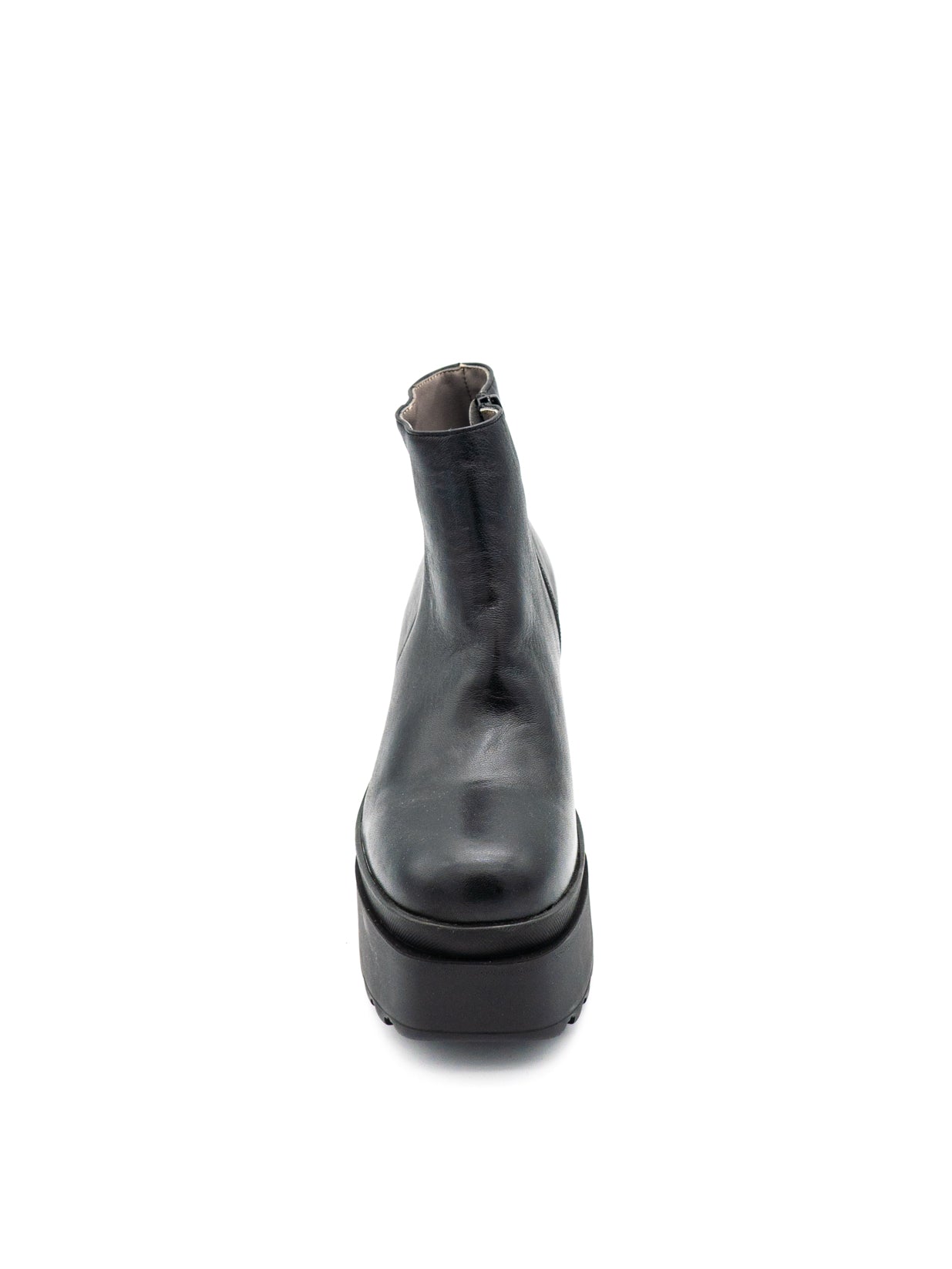 Stivaletto pelle donna con zeppa Valery F11 Nero