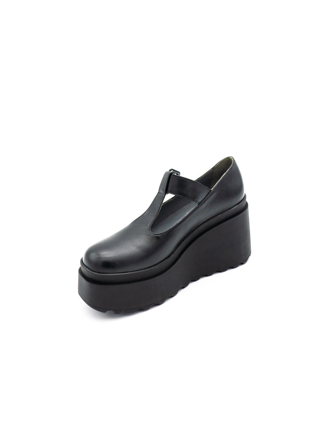 Scarpa pelle donna con zeppa Valery F14 Nero