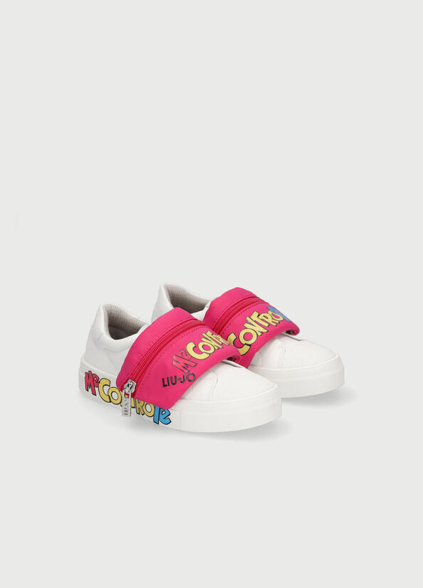 Sneaker in pelle bambino ME CONTRO TE LIU JO bianca rosa ALICIA5