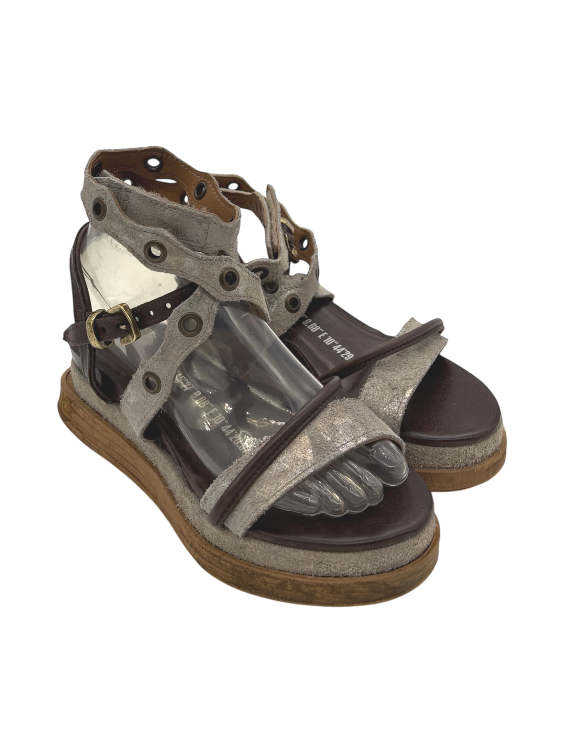 Sandalo in pelle zeppa donna AS98 Cartoon Ebano - A15050 -