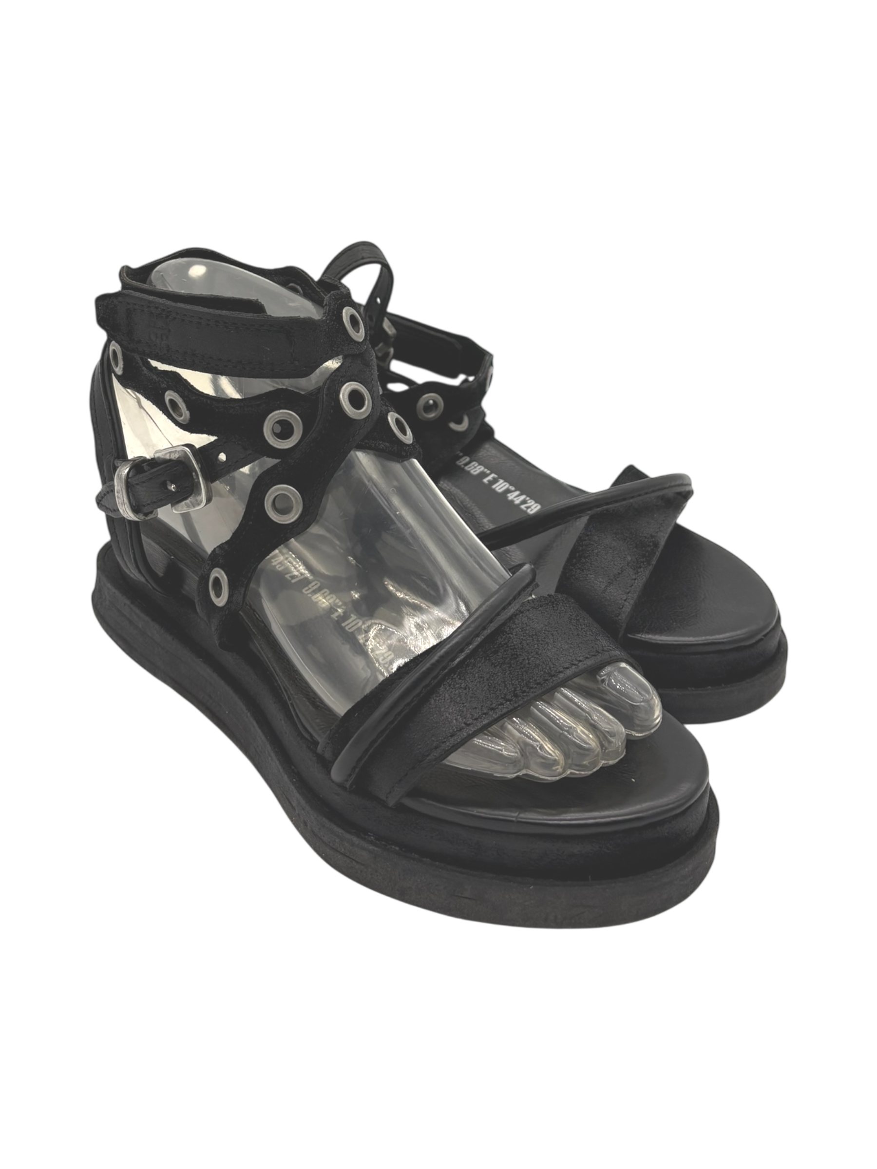 Sandalo in pelle zeppa donna As98 Black - A15050 -