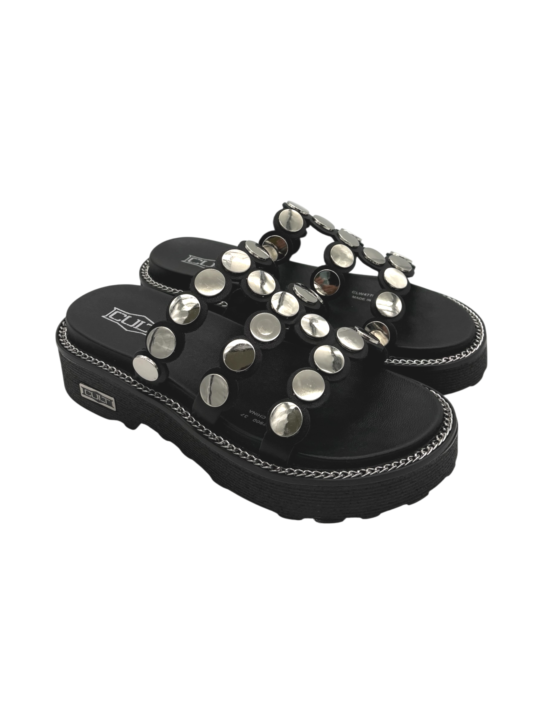 Sandalo Donna CULT Ziggy 4769 in Pelle Nera con Borchie