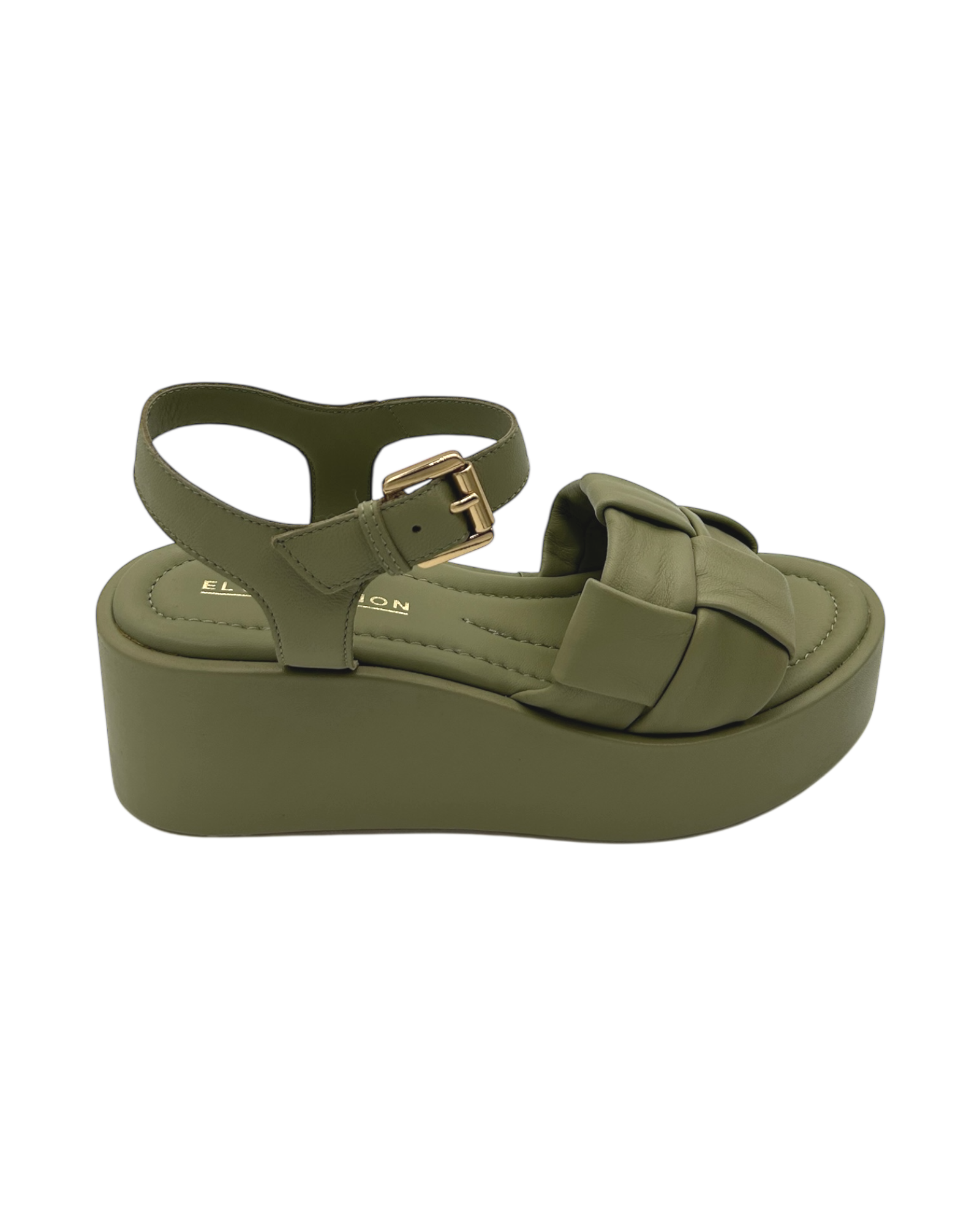 Sandalo zeppa pelle Elvio Zanon Kaki -EB0904X-
