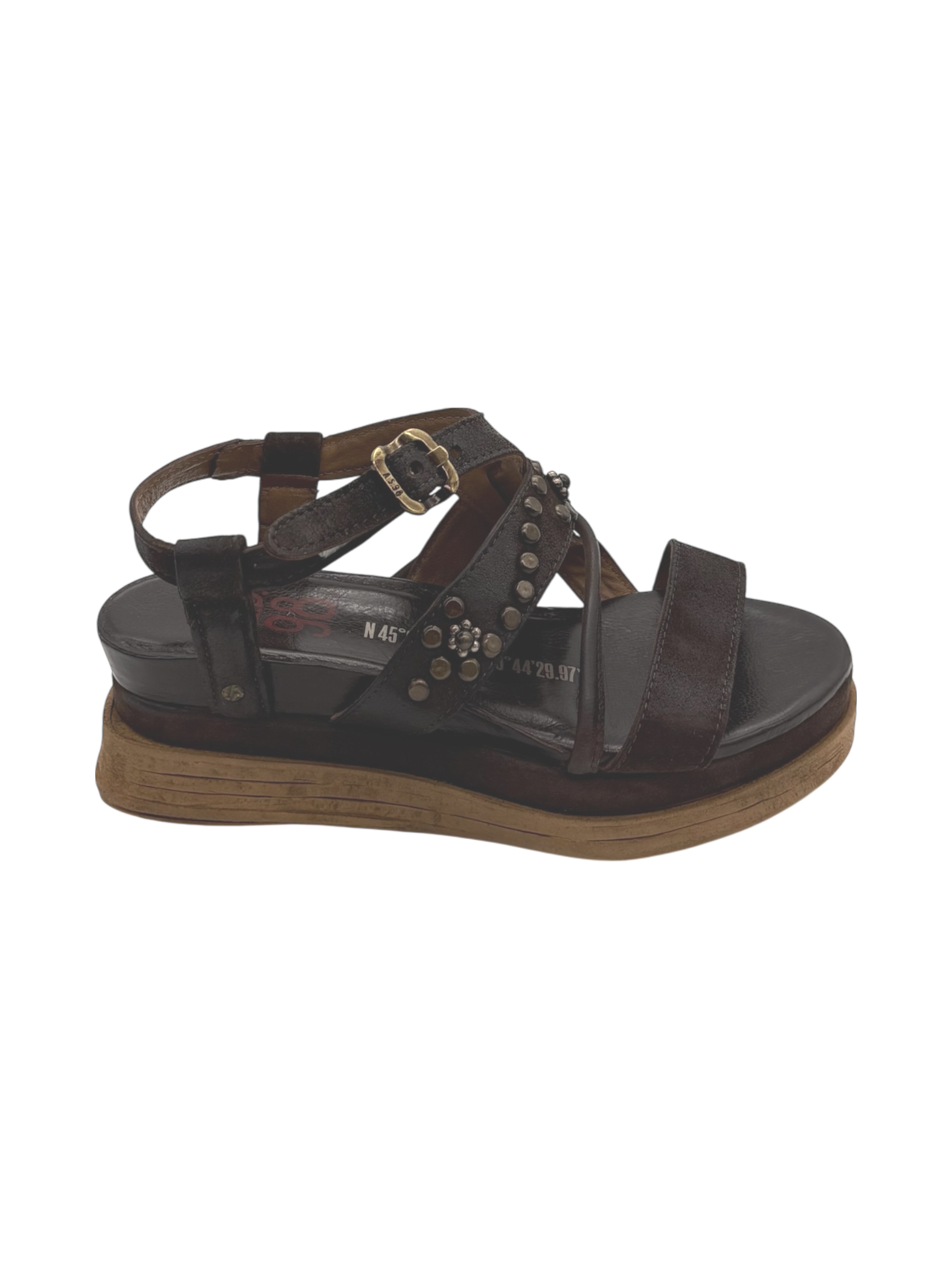 Sandalo in pelle zeppa donna As98 Lagos Ebano - A15053 -